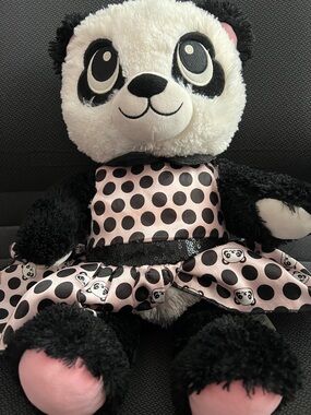 Build-A-Bear Black & Pink Panda in Polka Dot Dress